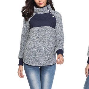 Women'S Asymmetrical Snap Collar Fleece Pullover